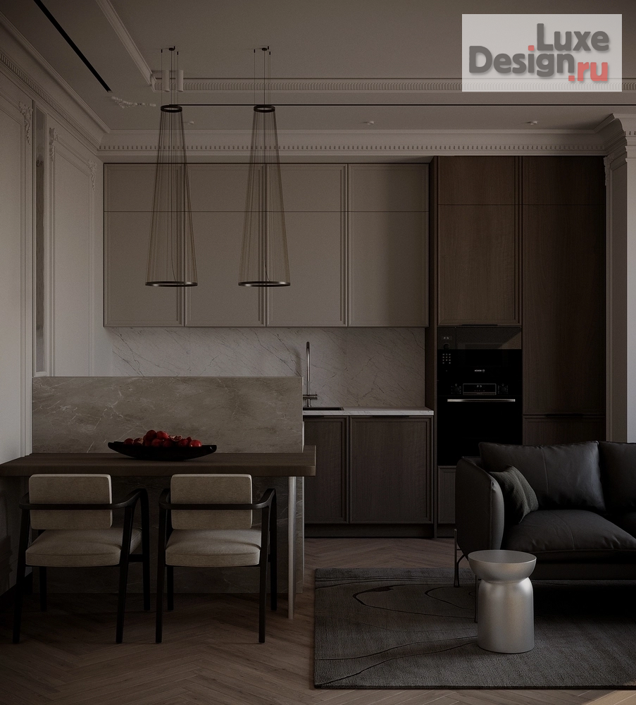 Дизайн интерьера двухкомнатной квартиры "Современная классика в квартире холостяка " (фото 3)