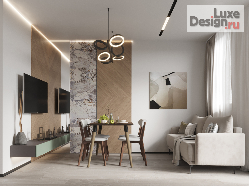 Дизайн интерьера однокомнатной квартиры "ЖК Альпийский квартал г. Сочи" (фото 4) от дизайнера Филимоненко Ольга Дизайн интерьера однокомнатной квартиры "ЖК Альпийский квартал г. Сочи" (фото 4)