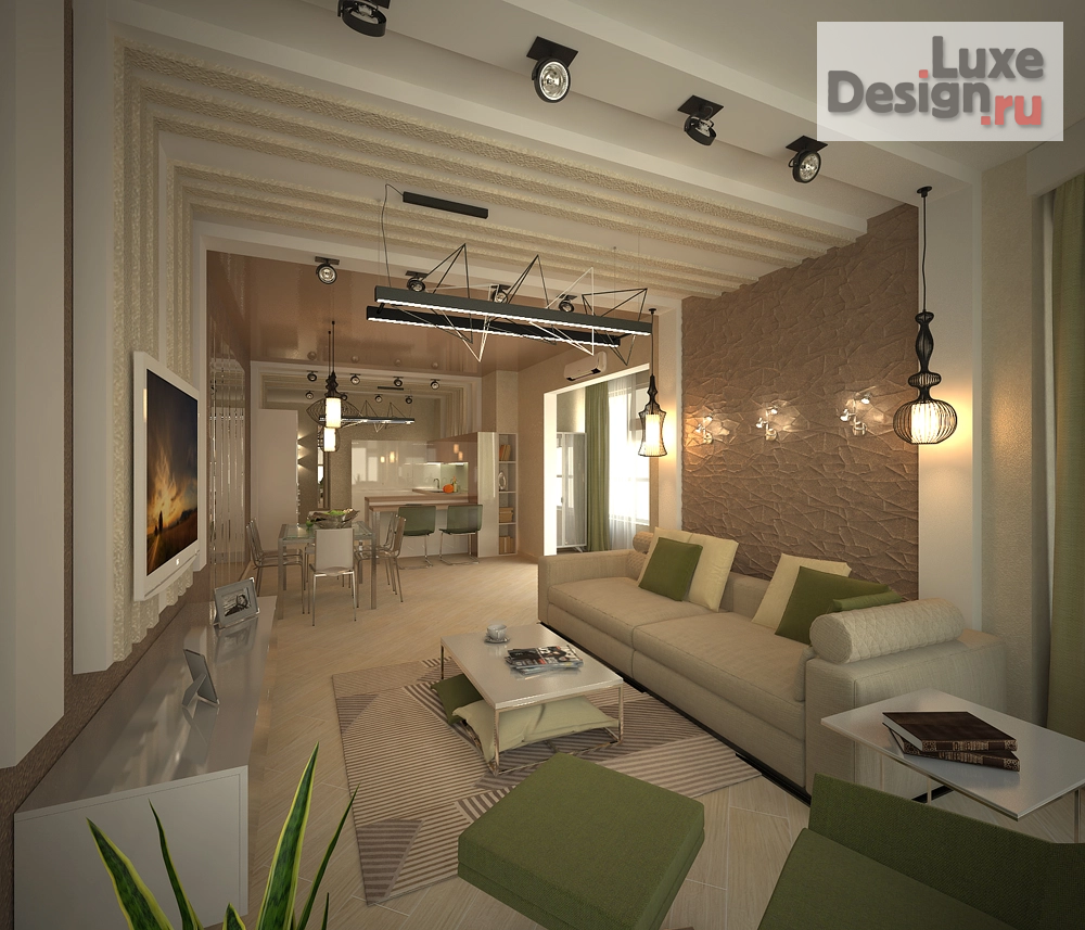 Дизайн интерьера гостиной "Дизайн  интерьера квартиры ЖК "Миллениум Тауэр", Сочи." (фото 3)