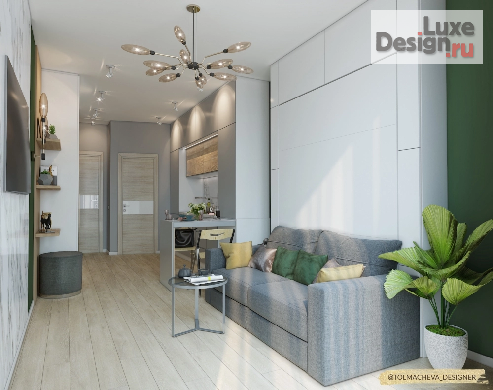 Дизайн интерьера квартиры студии "Мужская квартира-студия" (фото 3)