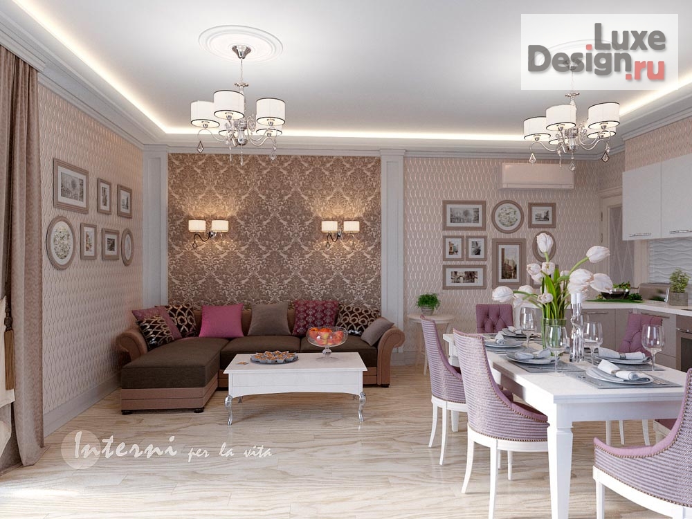 Дизайн интерьера гостиной "Дизайн интерьера гостиной ЖК Панорама" (фото 1)