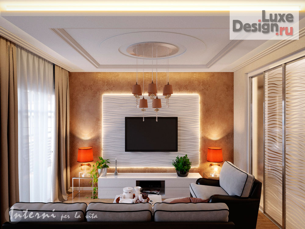 Дизайн интерьера гостиной "Дизайн интерьера гостиной ЖК Имеретинский ул. Парусная" (фото 1)