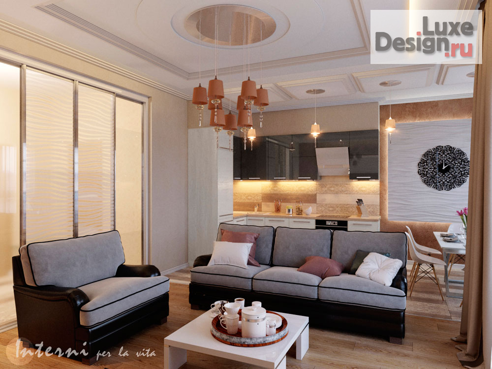 Дизайн интерьера гостиной "Дизайн интерьера гостиной ЖК Имеретинский ул. Парусная" (фото 4)