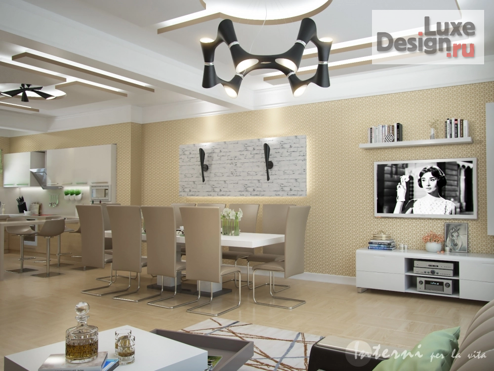 Дизайн интерьера гостиной "Эскиз гостиной   (таунхаус п. Мандарин  Хоста г. Сочи)" (фото 4)