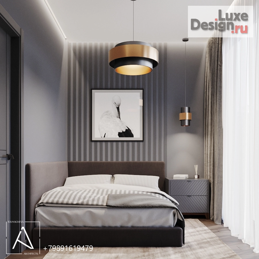 Дизайн интерьера двухкомнатной квартиры "Дизайн спальни ЖК Кислород" (фото 1)